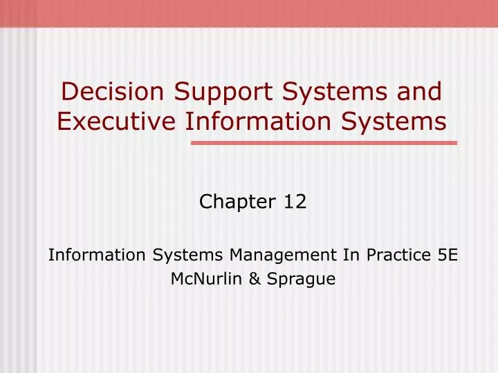 decision support systems and executive information systems