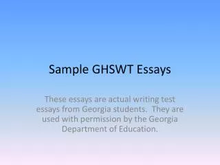Sample GHSWT Essays