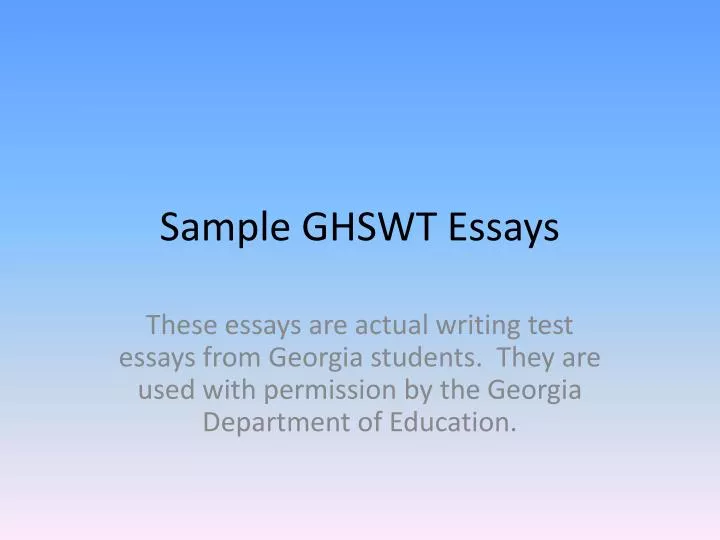 sample ghswt essays