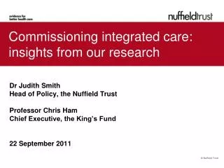 Commissioning integrated care: insights from our research