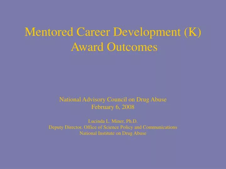 mentored career development k award outcomes