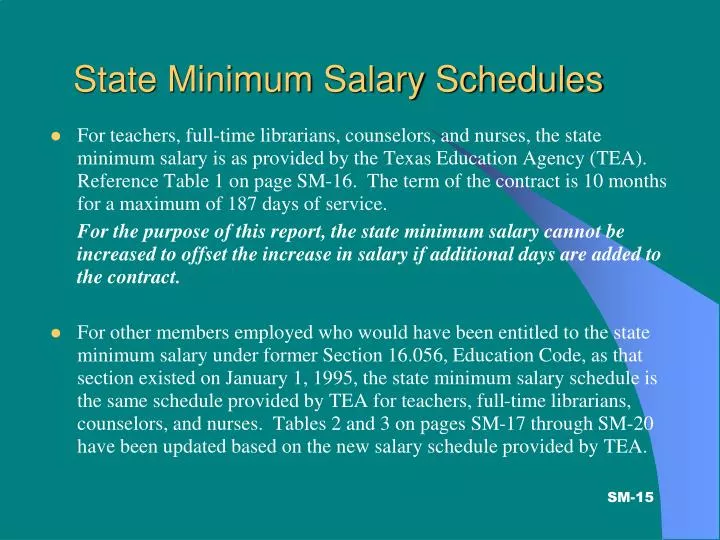 state minimum salary schedules