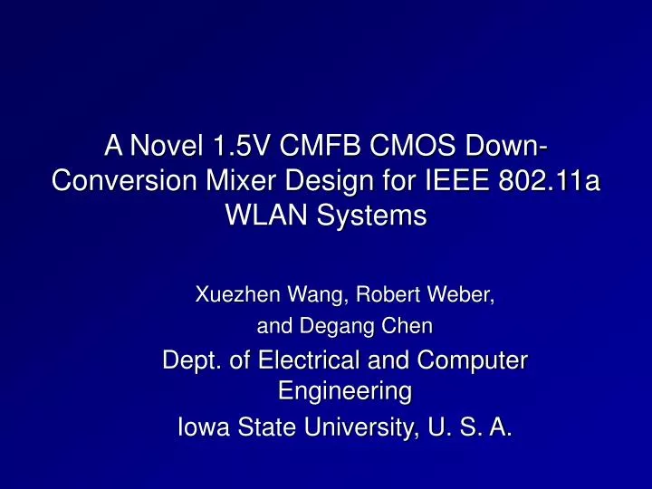 a novel 1 5v cmfb cmos down conversion mixer design for ieee 802 11a wlan systems