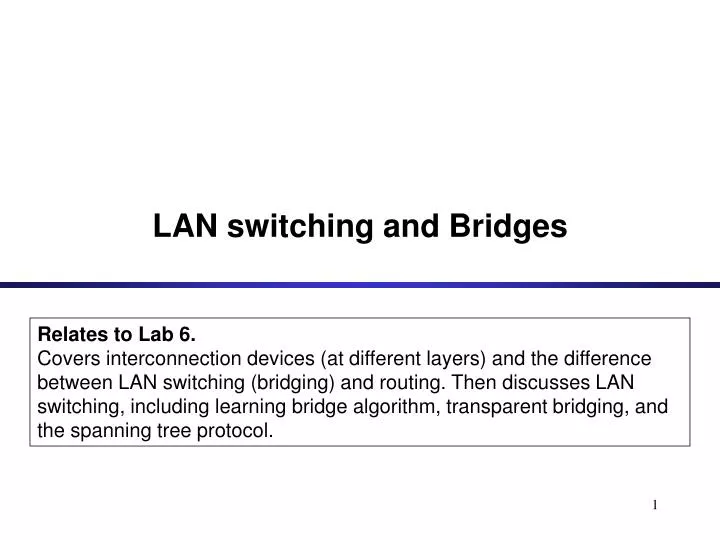 lan switching and bridges