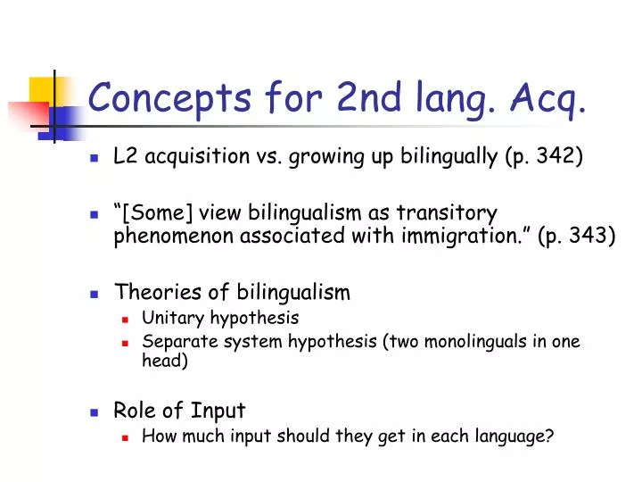 concepts for 2nd lang acq