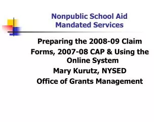Nonpublic School Aid Mandated Services