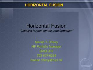 Horizontal Fusion “C atalyst for net-centric transformation”
