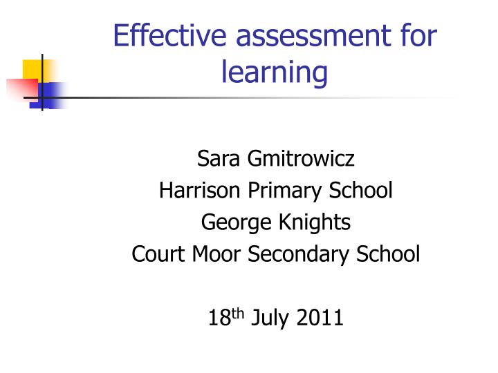 effective assessment for learning