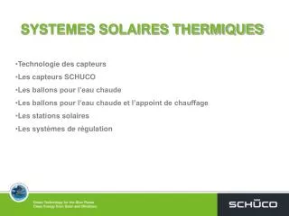 SYSTEMES SOLAIRES THERMIQUES