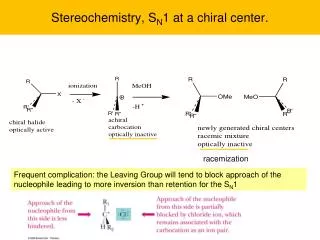 Stereochemistry, S N 1 at a chiral center.
