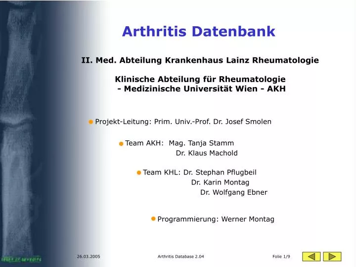 arthritis datenbank