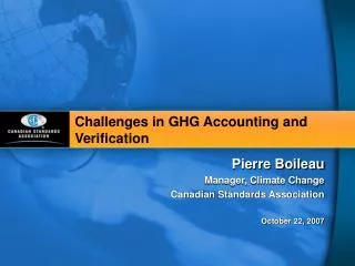 Challenges in GHG Accounting and Verification