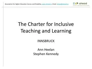 The Charter for Inclusive Teaching and Learning