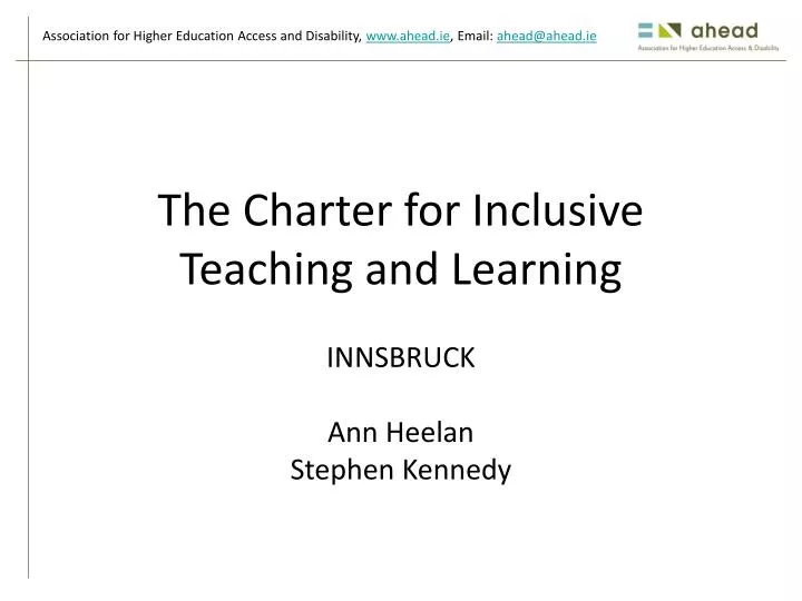 the charter for inclusive teaching and learning