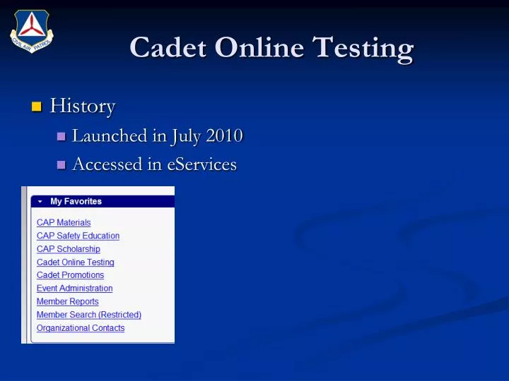 cadet online testing