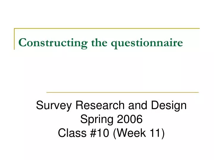 constructing the questionnaire