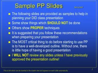 Sample PP Slides Spring 2007
