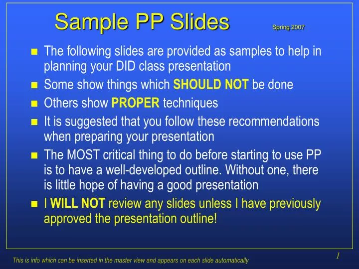 sample pp slides spring 2007