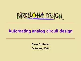 Automating analog circuit design