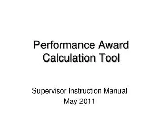 Performance Award Calculation Tool