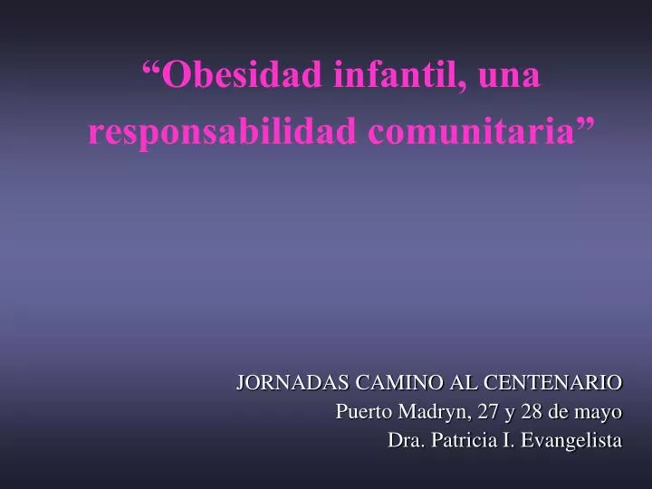 obesidad infantil una responsabilidad comunitaria