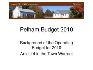 Pelham Budget 2010