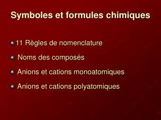 Symboles et formules chimiques