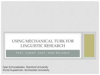 Using Mechanical Turk for linguistic research