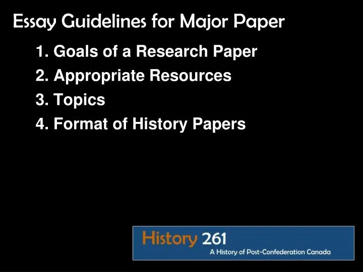 goals of a research paper appropriate resources topics format of history papers