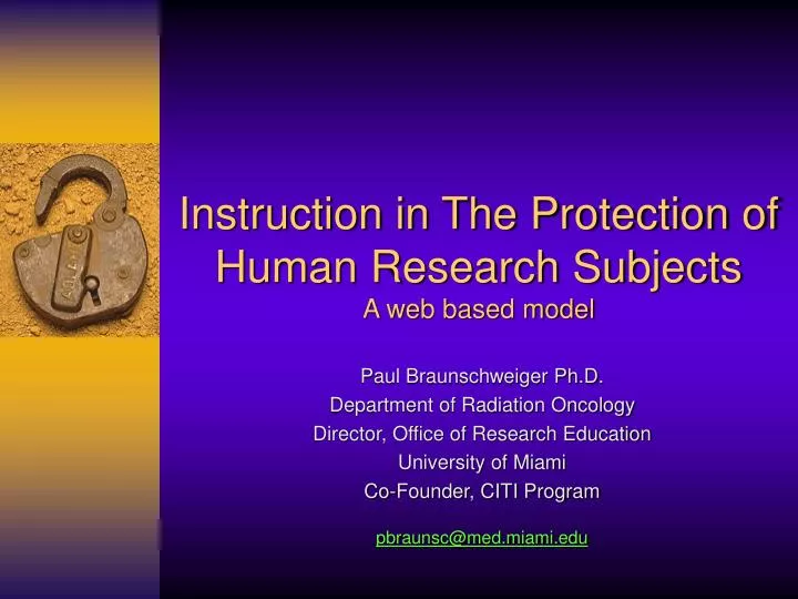 instruction in the protection of human research subjects a web based model