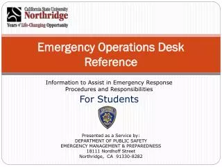 Emergency Operations Desk Reference