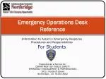 Emergency Operations Desk Reference - slide 1
