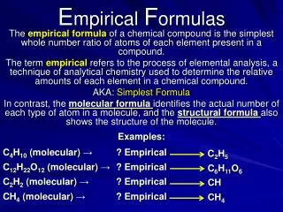 E mpirical F ormulas