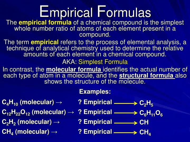 e mpirical f ormulas