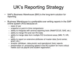 UK’s Reporting Strategy