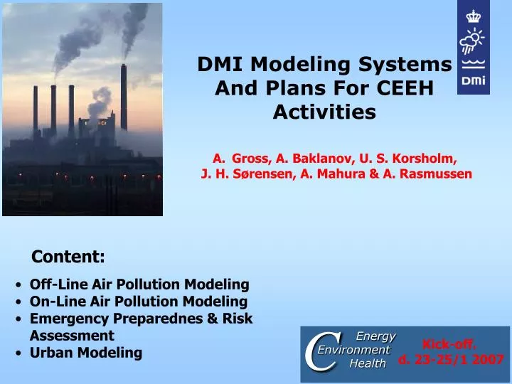 dmi modeling systems and plans for ceeh activities