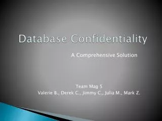 Database Confidentiality