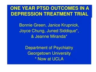 ONE YEAR PTSD OUTCOMES IN A DEPRESSION TREATMENT TRIAL