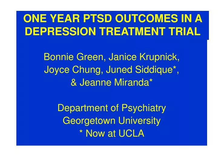 one year ptsd outcomes in a depression treatment trial