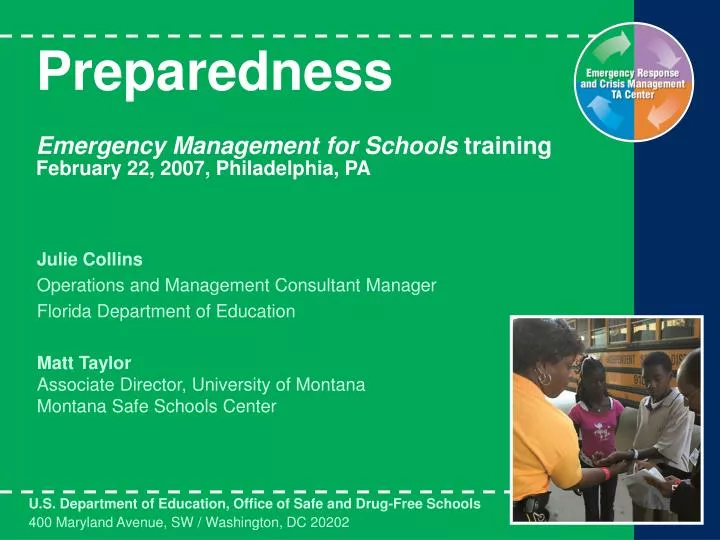 preparedness emergency management for schools training february 22 2007 philadelphia pa