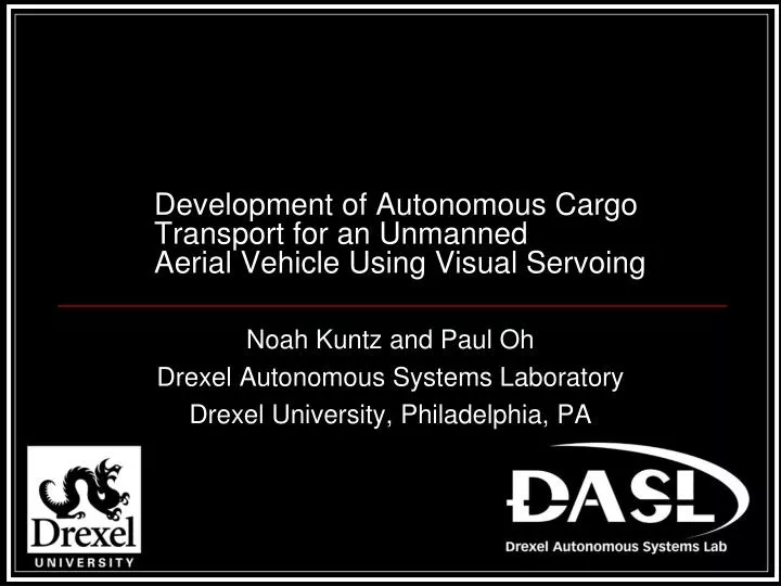 development of autonomous cargo transport for an unmanned aerial vehicle using visual servoing