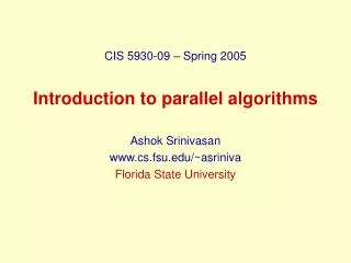 Introduction to parallel algorithms