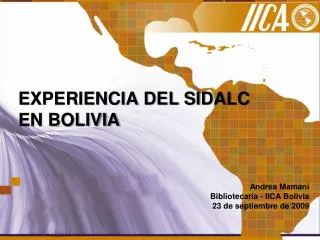 EXPERIENCIA DEL SIDALC EN BOLIVIA