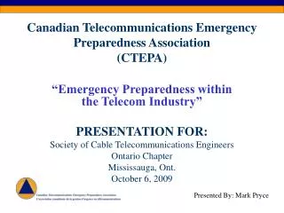 Canadian Telecommunications Emergency Preparedness Association (CTEPA)