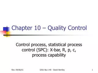 Chapter 10 – Quality Control