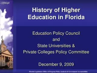History of Higher Education in Florida