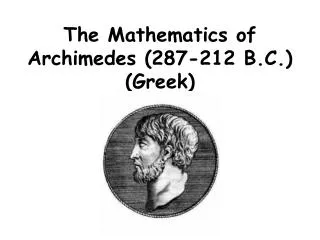The Mathematics of Archimedes (287-212 B.C.) (Greek)