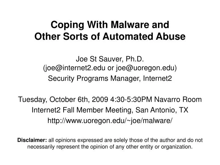 coping with malware and other sorts of automated abuse