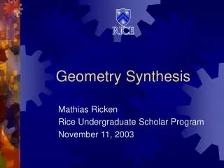 Geometry Synthesis