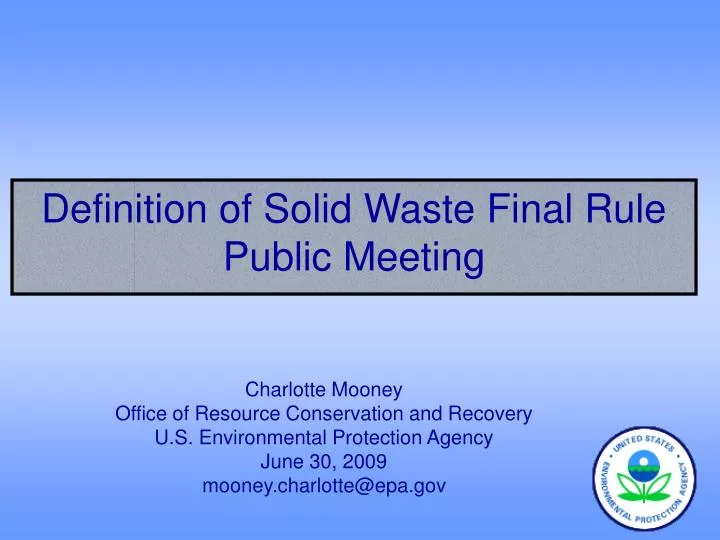 definition of solid waste final rule public meeting